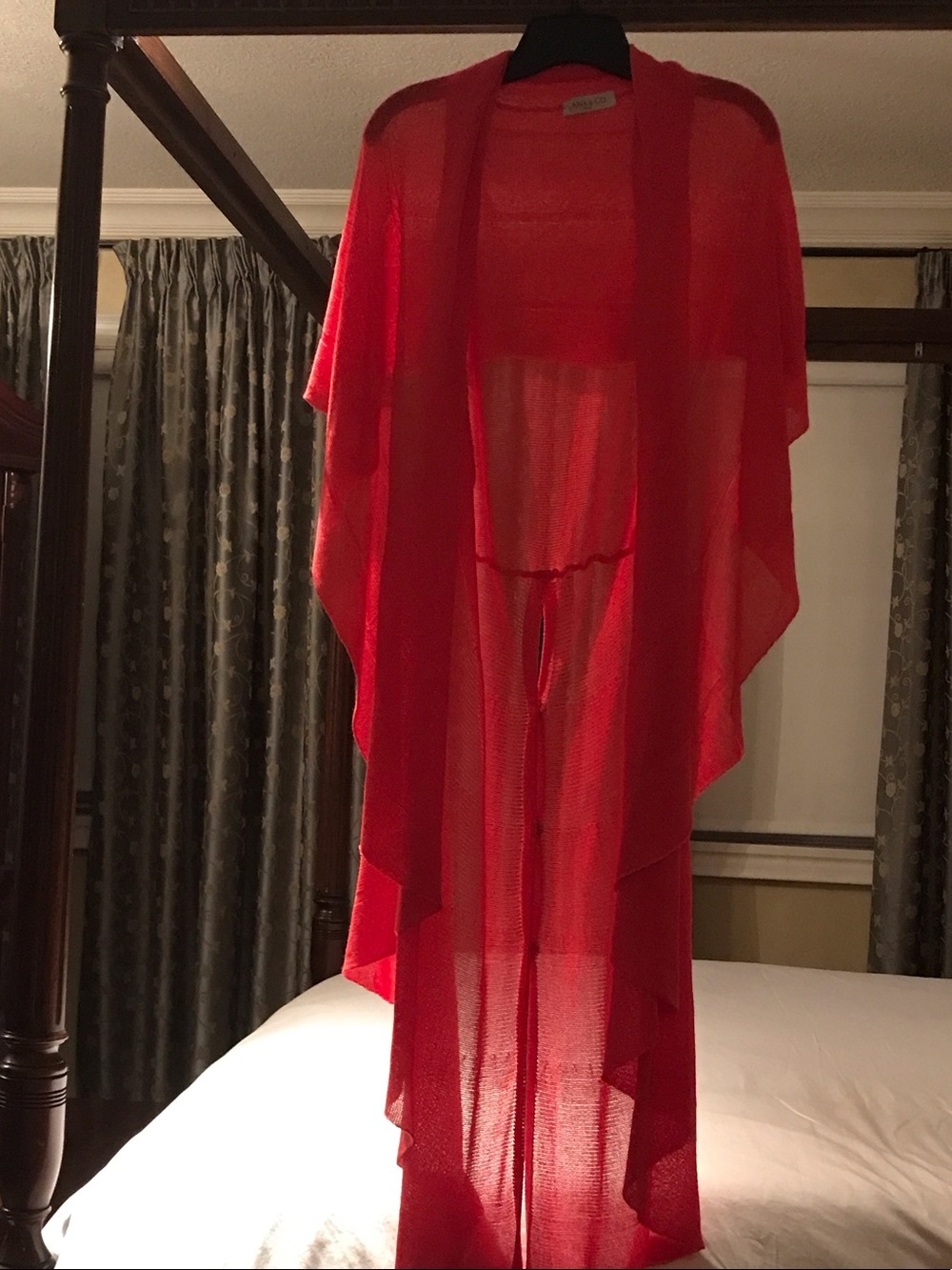 Sheer Red Drape Cardigan - Women
